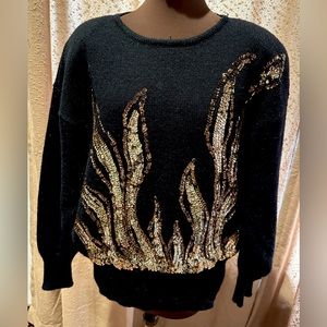Vintage flame sequin sweater